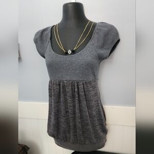 Pretty Good Gray Pleated Sheath Mini Dress & Necklace